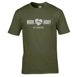 Triko unisex Mám rád hory – O5 a Radeček – military green